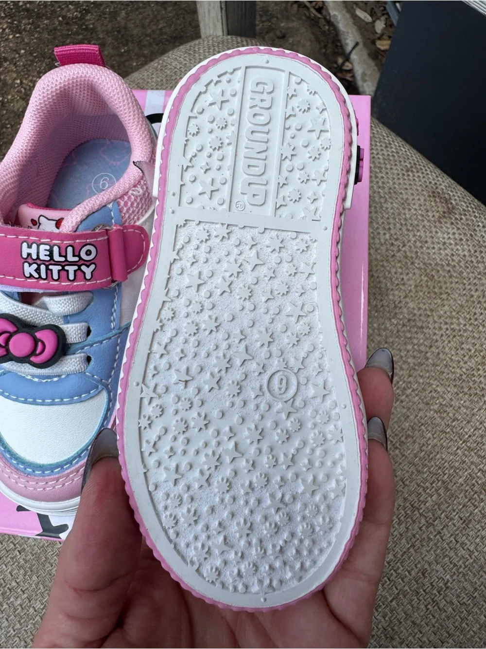 Hello Kitty Pink & Light Blue Kids Sneakers with Bow Accent